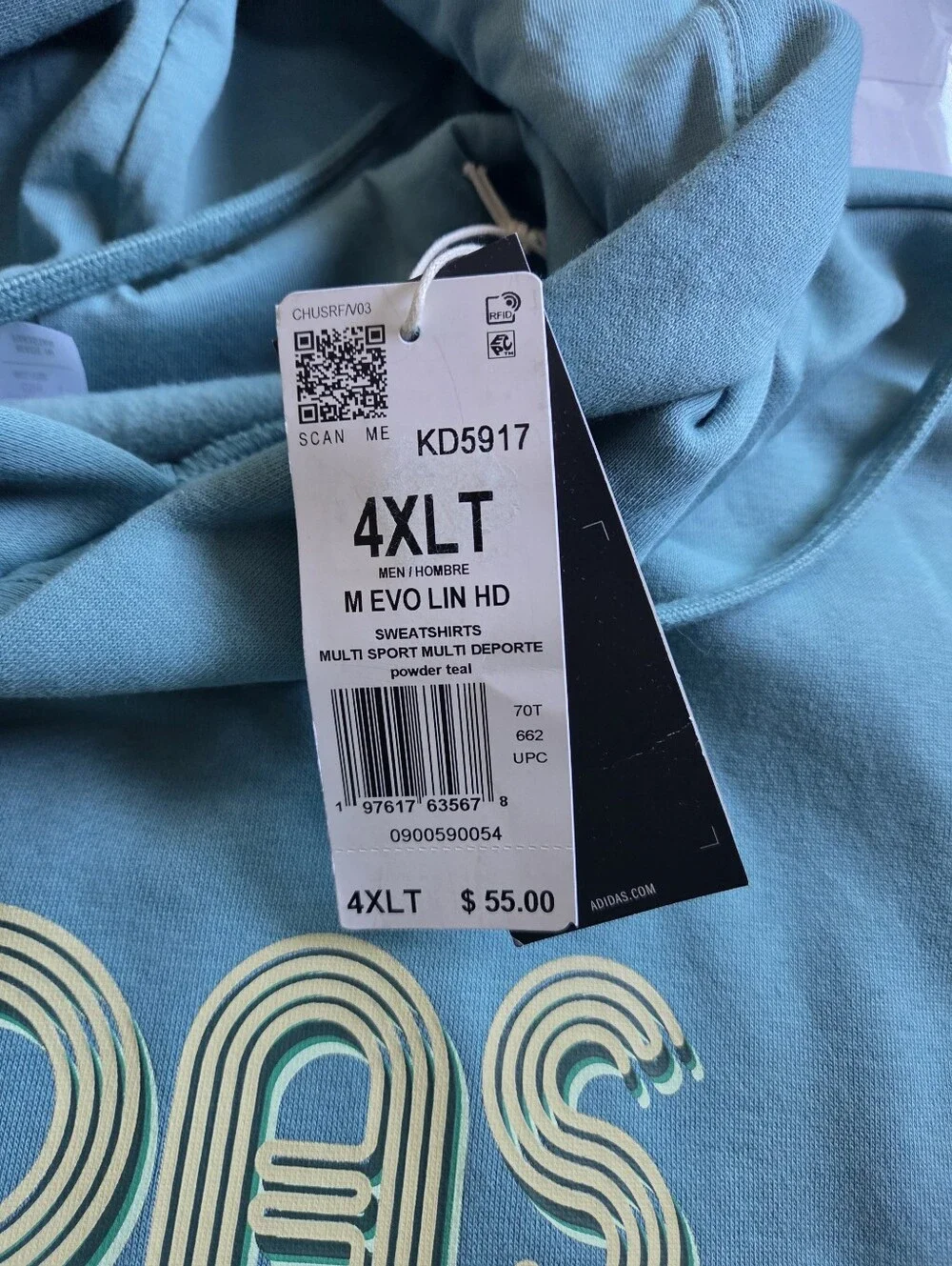 Adidas Teal Pullover Hoodie with Retro Logo